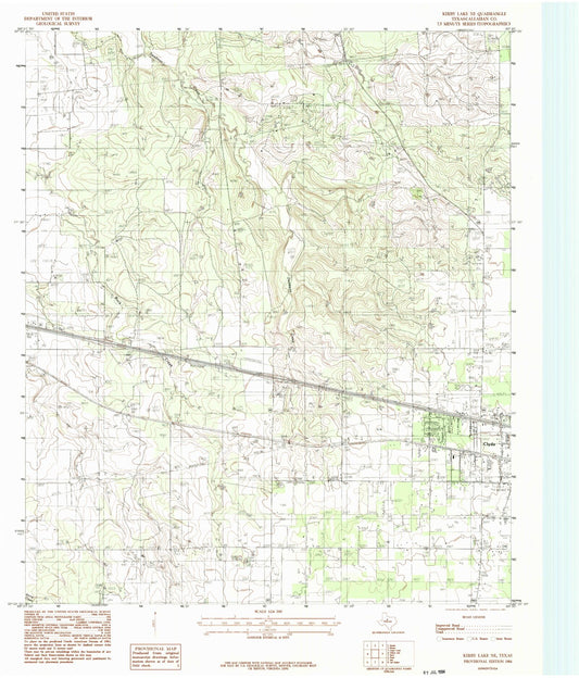 Classic USGS Kirby Lake NE Texas 7.5'x7.5' Topo Map Image