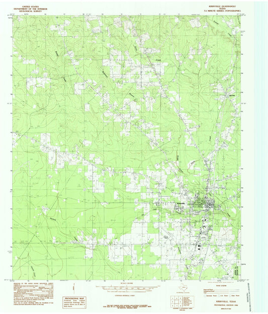 Classic USGS Kirbyville Texas 7.5'x7.5' Topo Map Image