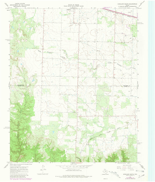 Classic USGS Kirkland South Texas 7.5'x7.5' Topo Map Image