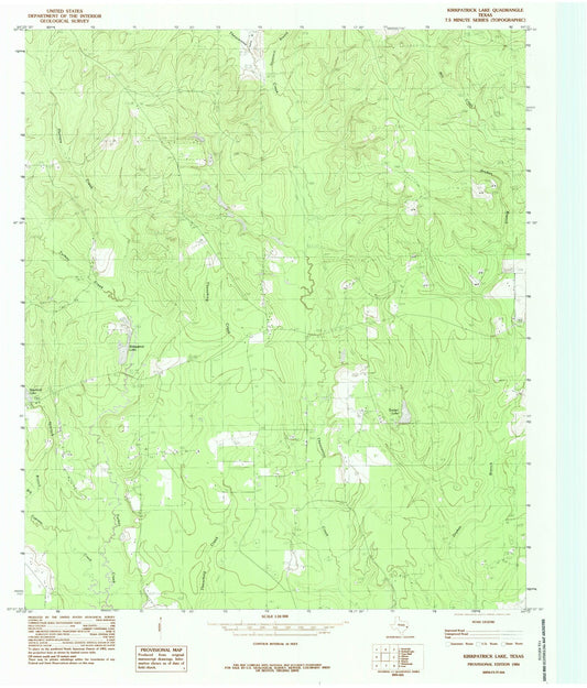 Classic USGS Kirkpatrick Lake Texas 7.5'x7.5' Topo Map Image