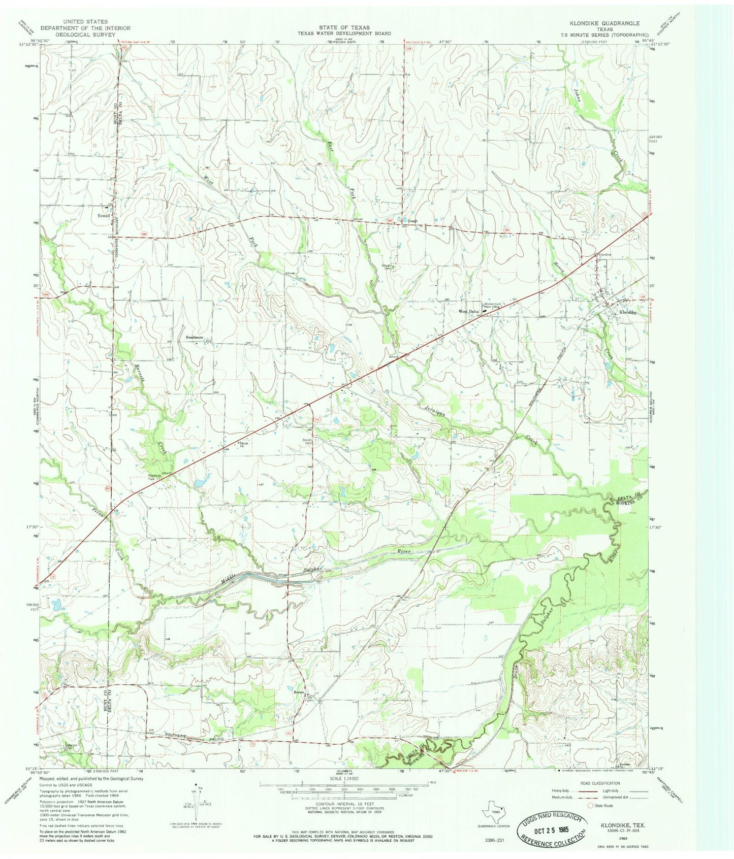 Classic USGS Klondike Texas 7.5'x7.5' Topo Map Image