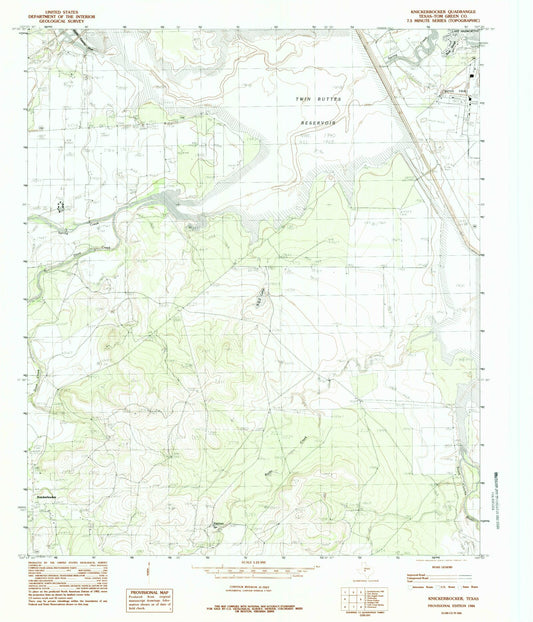 Classic USGS Knickerbocker Texas 7.5'x7.5' Topo Map Image