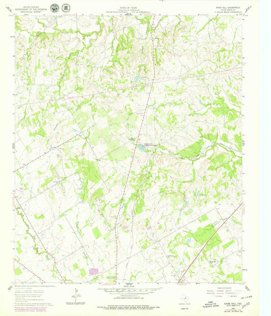 Classic USGS Knob Hill Texas 7.5'x7.5' Topo Map Image