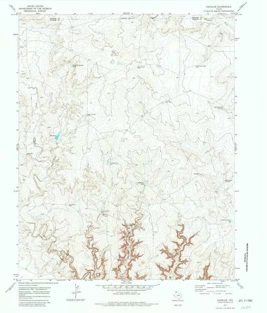 Classic USGS Knoblaw Texas 7.5'x7.5' Topo Map Image