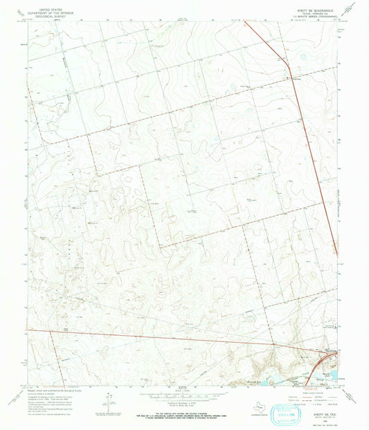 Classic USGS Knott SE Texas 7.5'x7.5' Topo Map Image