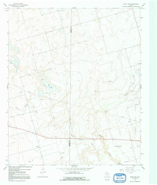 Classic USGS Knott SW Texas 7.5'x7.5' Topo Map Image