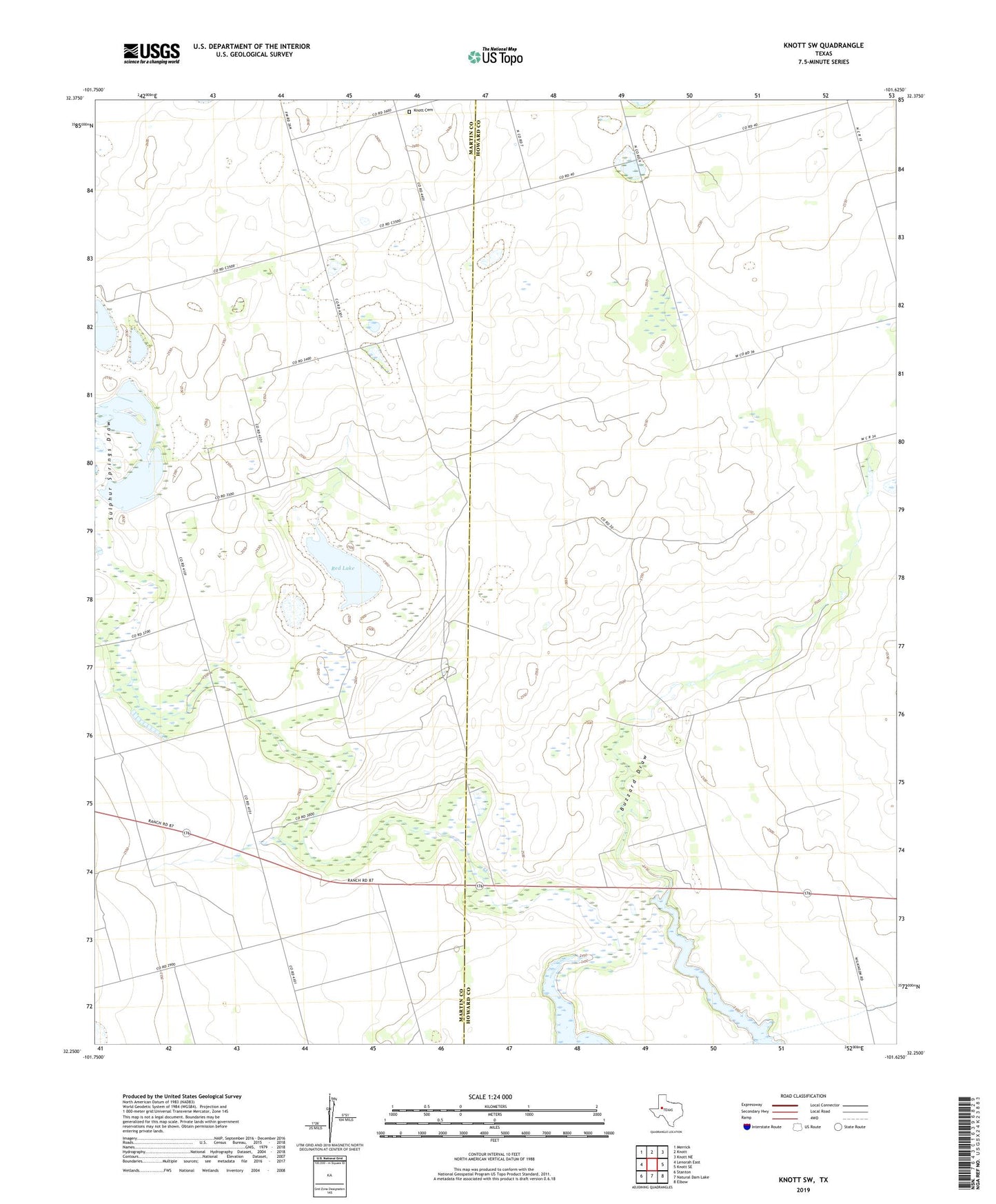 Knott SW Texas US Topo Map Image