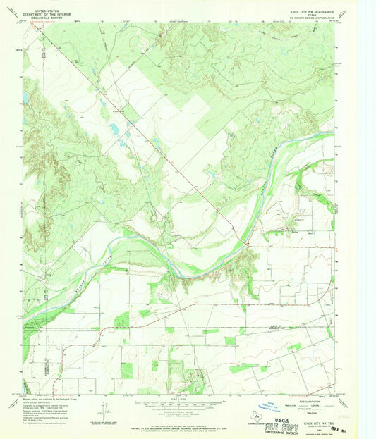 Classic USGS Knox City NW Texas 7.5'x7.5' Topo Map Image