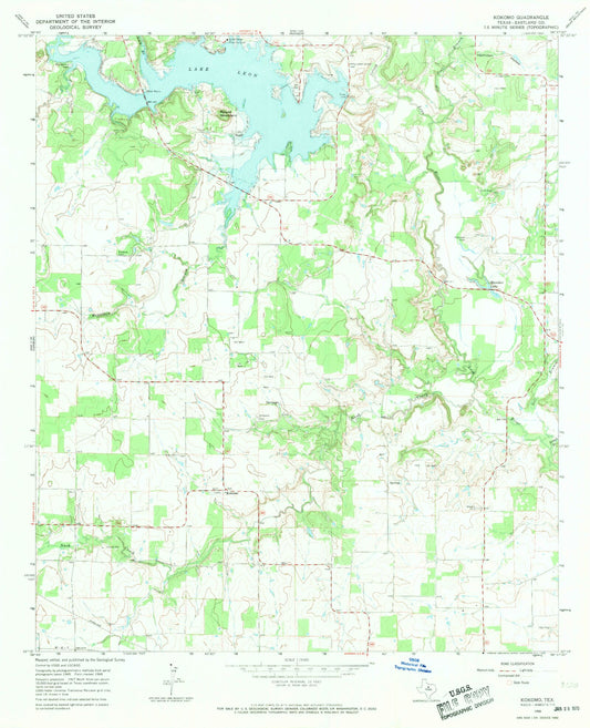 Classic USGS Kokomo Texas 7.5'x7.5' Topo Map Image