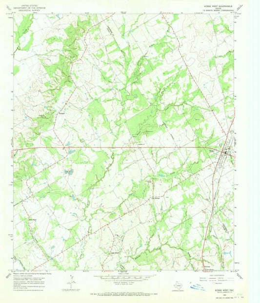 Classic USGS Kosse West Texas 7.5'x7.5' Topo Map Image