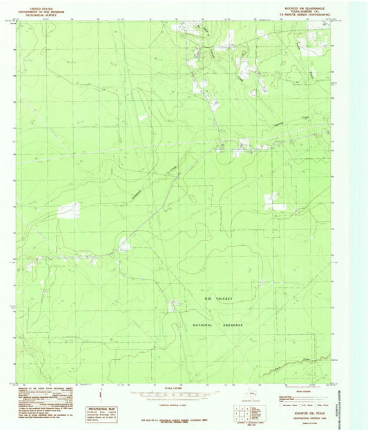 Classic USGS Kountze SW Texas 7.5'x7.5' Topo Map Image
