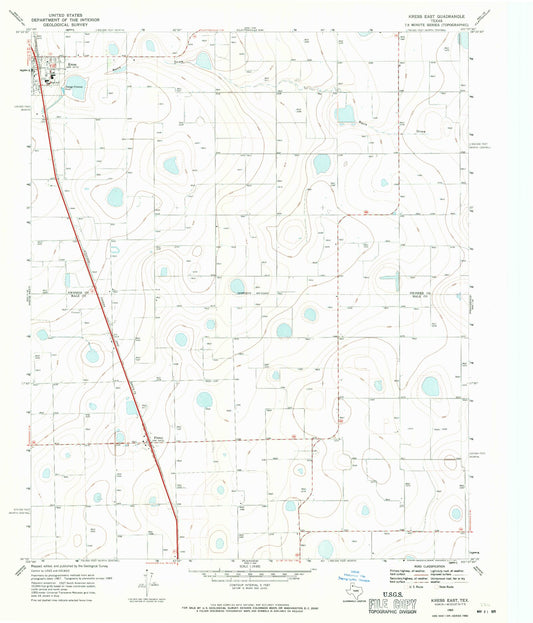 Classic USGS Kress East Texas 7.5'x7.5' Topo Map Image