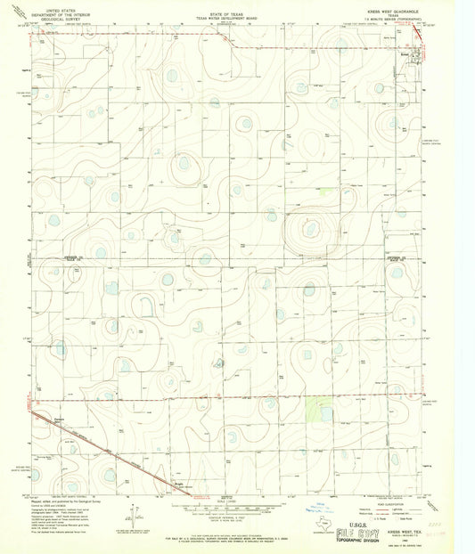Classic USGS Kress West Texas 7.5'x7.5' Topo Map Image