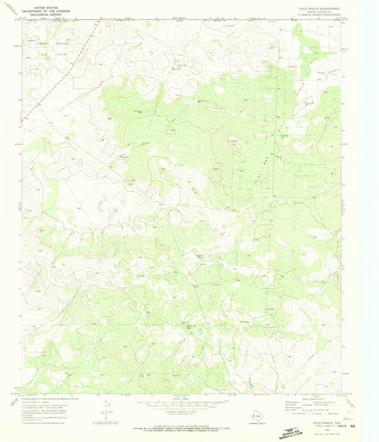 Classic USGS Kyle Ranch Texas 7.5'x7.5' Topo Map Image