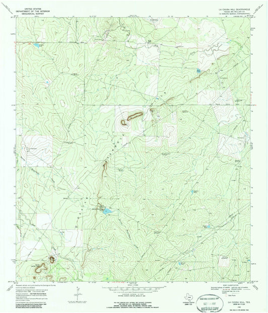 Classic USGS La Chusa Hill Texas 7.5'x7.5' Topo Map Image
