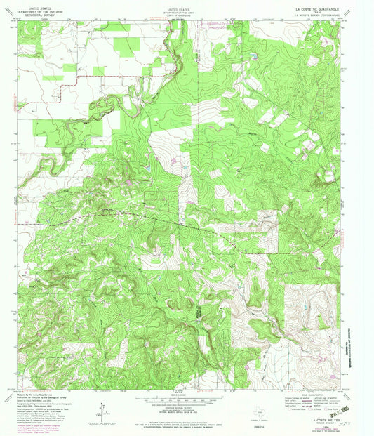 Classic USGS La Coste NE Texas 7.5'x7.5' Topo Map Image