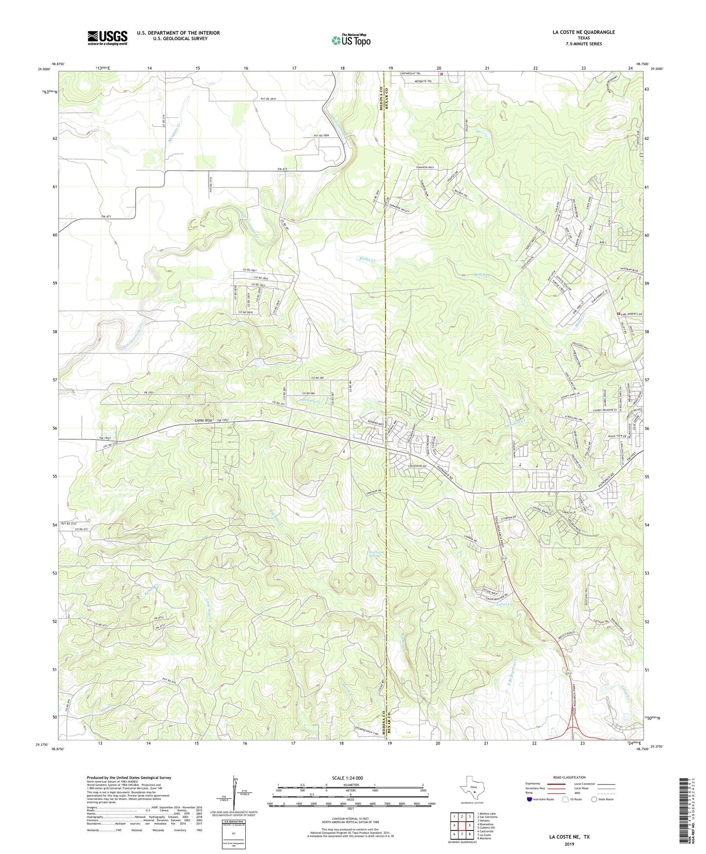 La Coste NE Texas US Topo Map Image