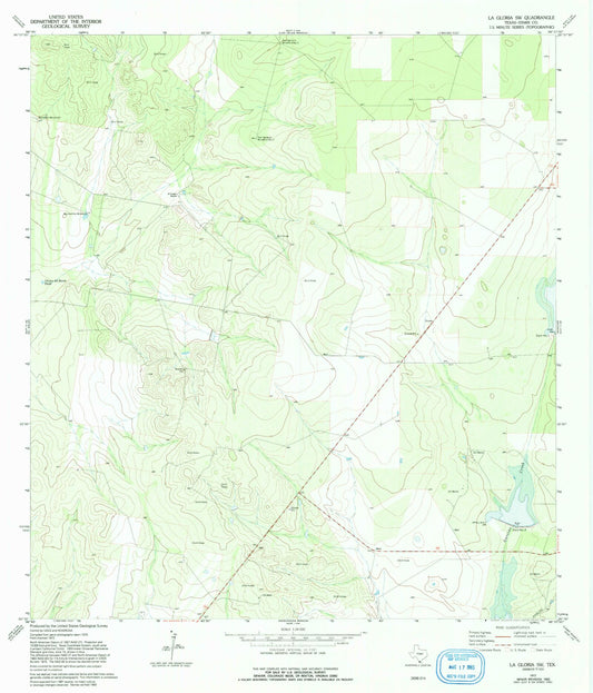 Classic USGS La Gloria SW Texas 7.5'x7.5' Topo Map Image
