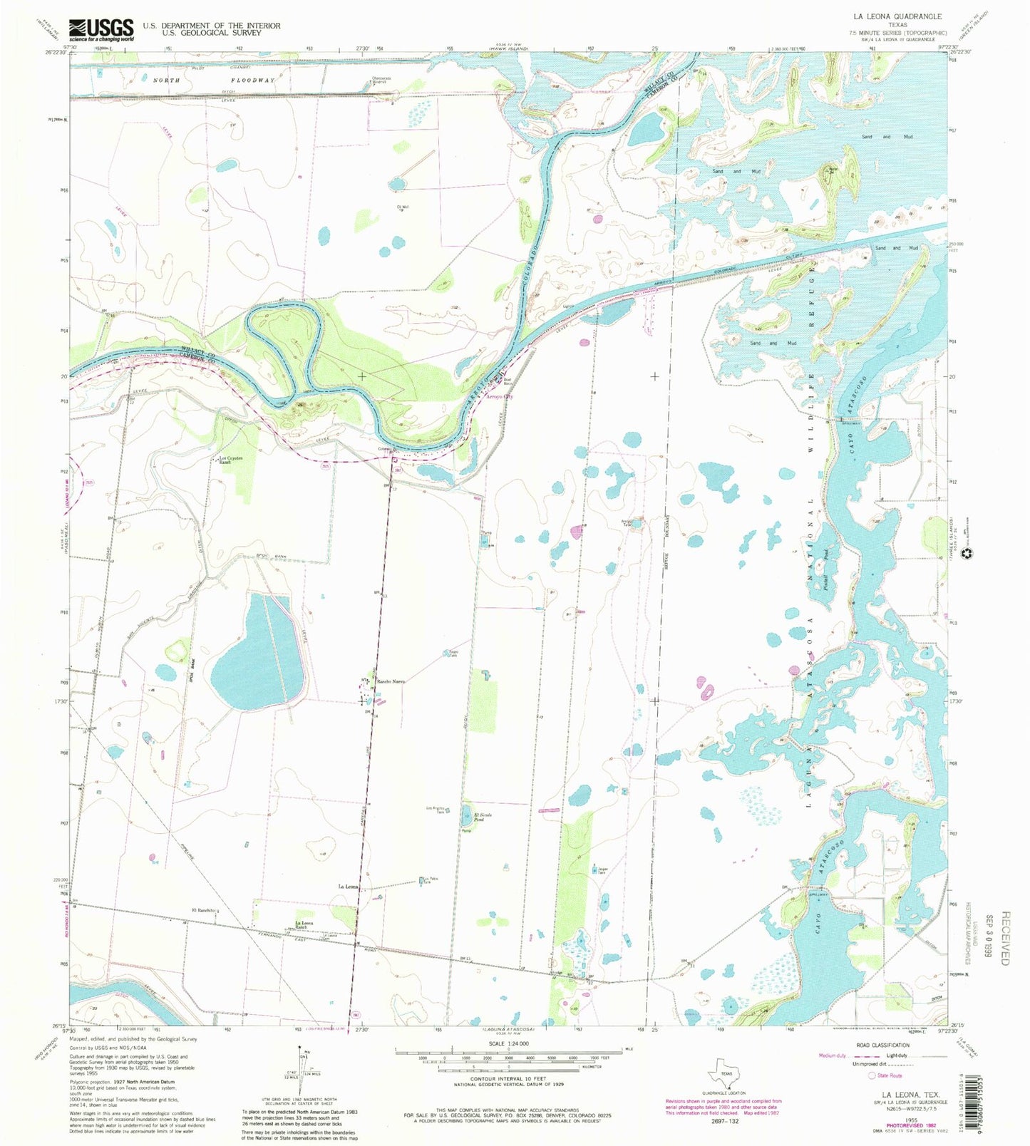 Classic USGS La Leona Texas 7.5'x7.5' Topo Map Image