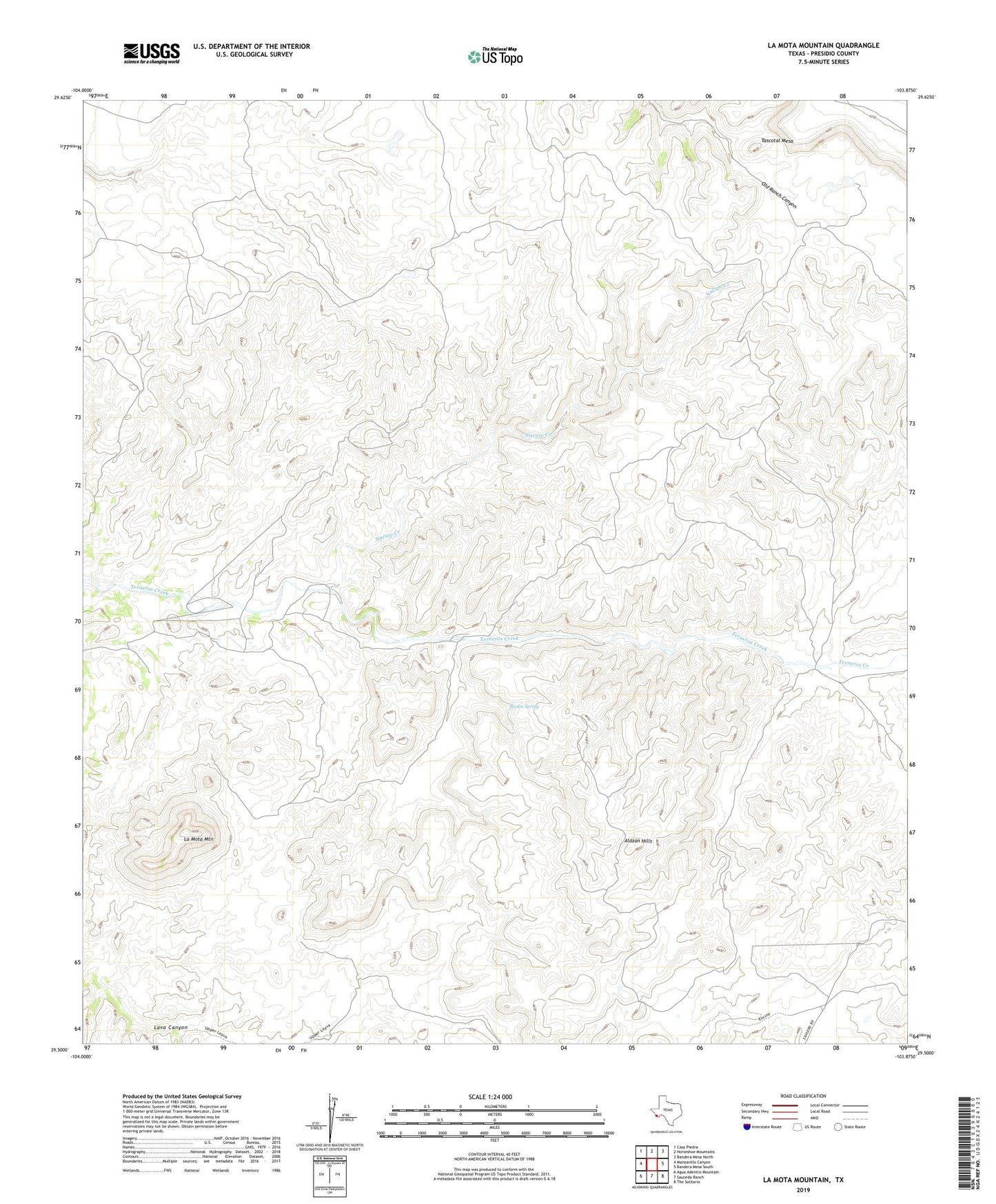 La Mota Mountain Texas US Topo Map Image