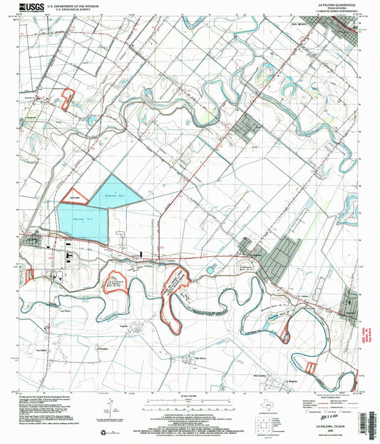 Classic USGS La Paloma Texas 7.5'x7.5' Topo Map Image