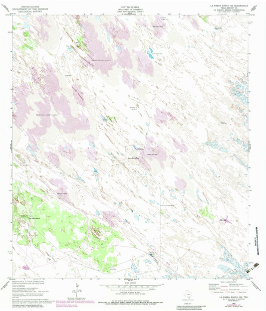 Classic USGS La Parra Ranch SE Texas 7.5'x7.5' Topo Map Image