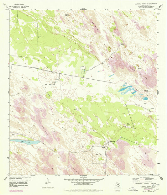 Classic USGS La Parra Ranch SW Texas 7.5'x7.5' Topo Map Image
