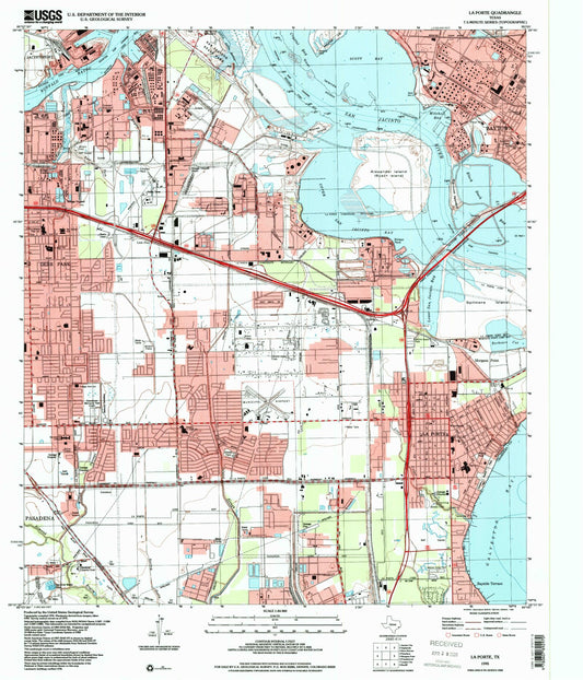 Classic USGS La Porte Texas 7.5'x7.5' Topo Map Image