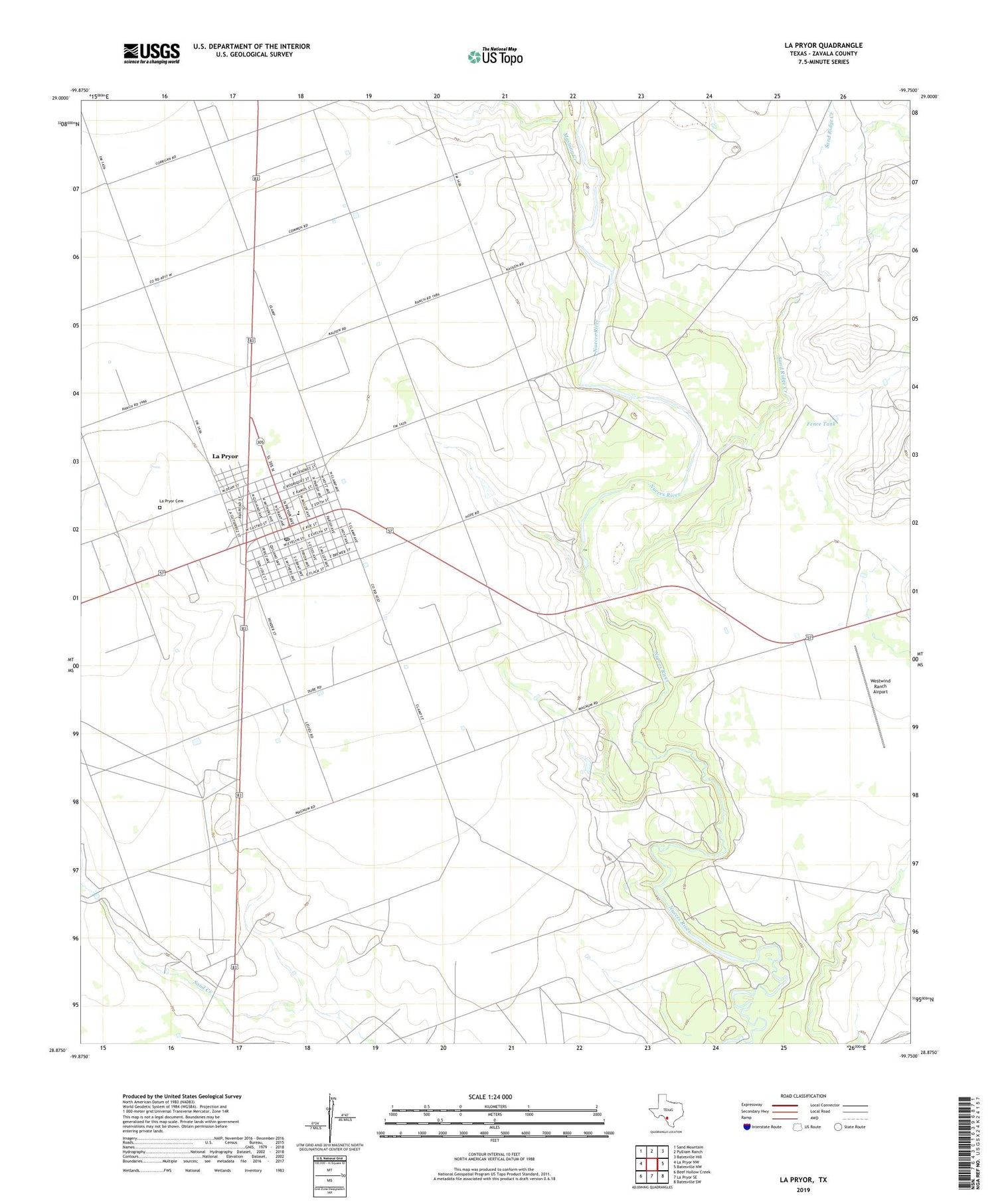 La Pryor Texas US Topo Map Image