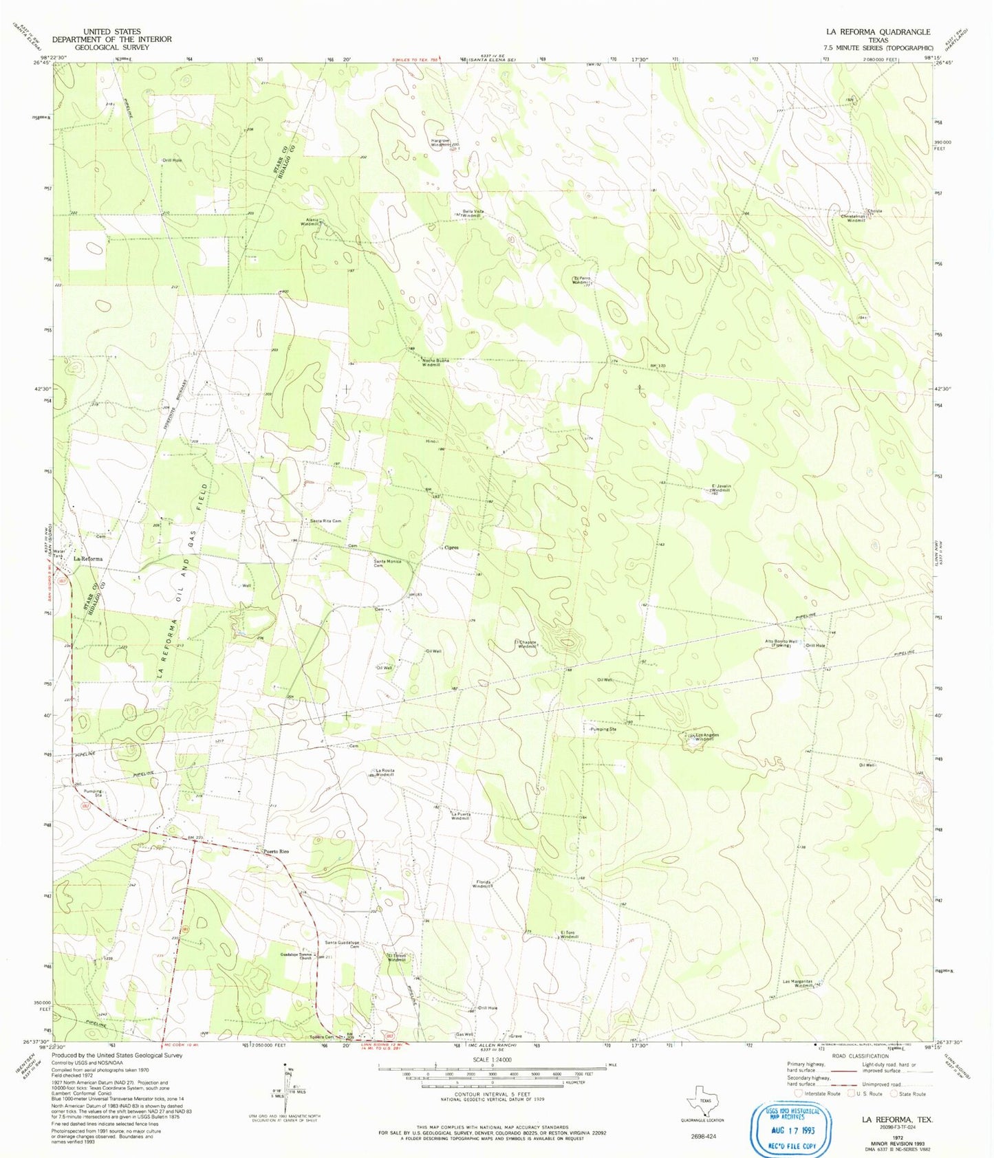 Classic USGS La Reforma Texas 7.5'x7.5' Topo Map Image