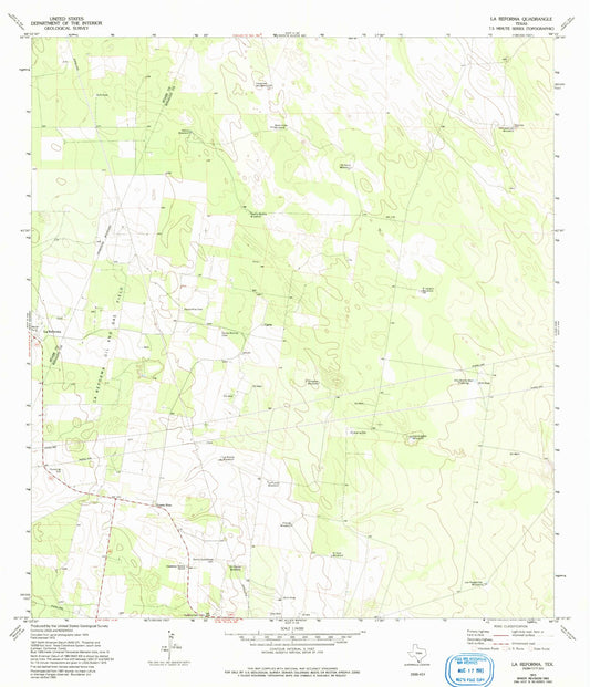 Classic USGS La Reforma Texas 7.5'x7.5' Topo Map Image
