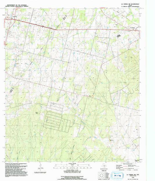 Classic USGS La Vernia SW Texas 7.5'x7.5' Topo Map Image