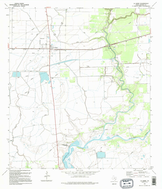 Classic USGS La Ward Texas 7.5'x7.5' Topo Map Image