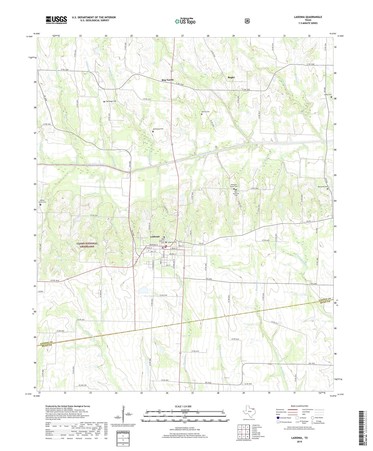 Ladonia Texas US Topo Map Image