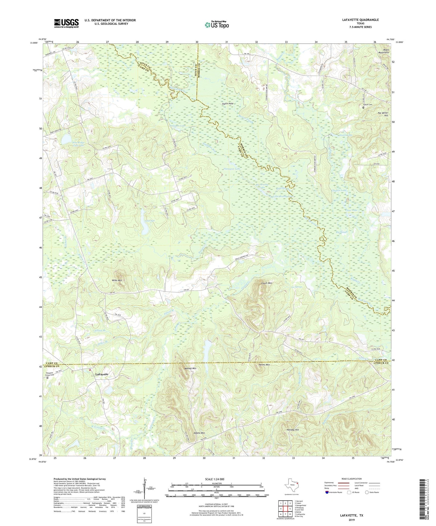 Lafayette Texas US Topo Map Image