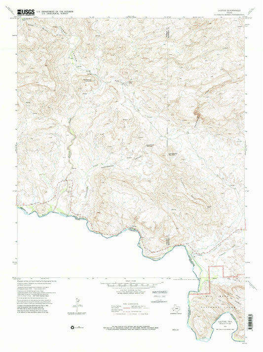 Classic USGS Lajitas Texas 7.5'x7.5' Topo Map Image