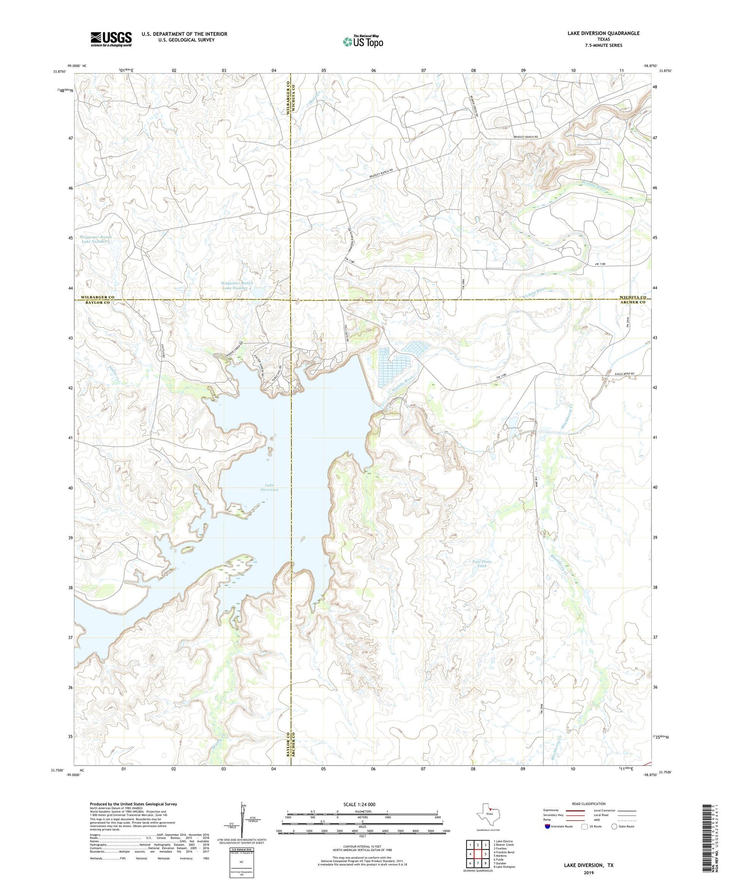 Lake Diversion Texas US Topo Map Image