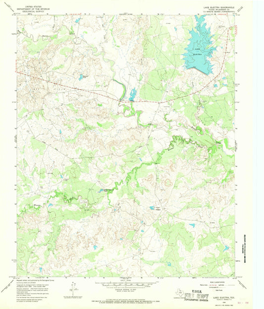 Classic USGS Lake Electra Texas 7.5'x7.5' Topo Map Image