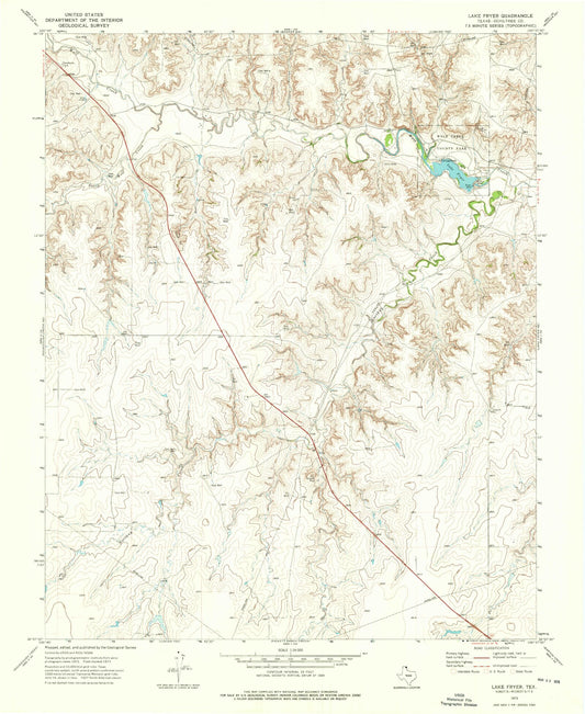 Classic USGS Lake Fryer Texas 7.5'x7.5' Topo Map Image
