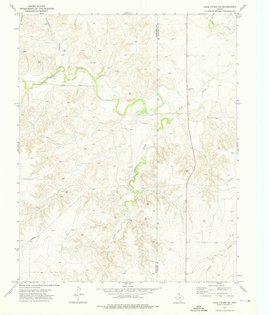 Classic USGS Lake Fryer NE Texas 7.5'x7.5' Topo Map Image