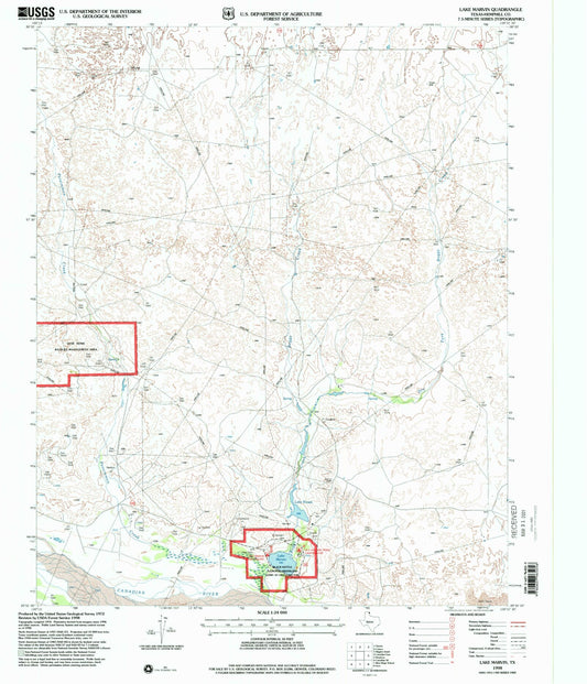 Classic USGS Lake Marvin Texas 7.5'x7.5' Topo Map Image