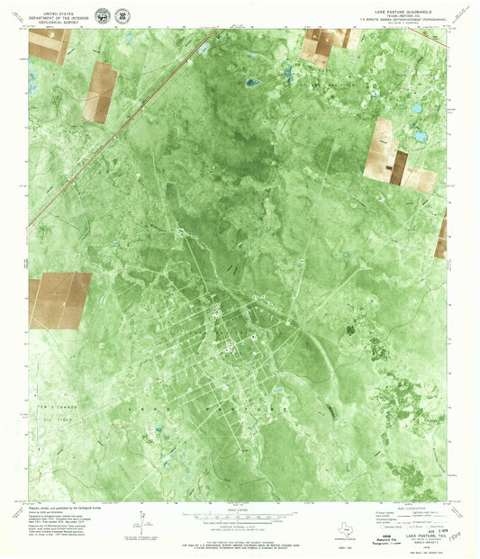 Classic USGS Lake Pasture Texas 7.5'x7.5' Topo Map Image