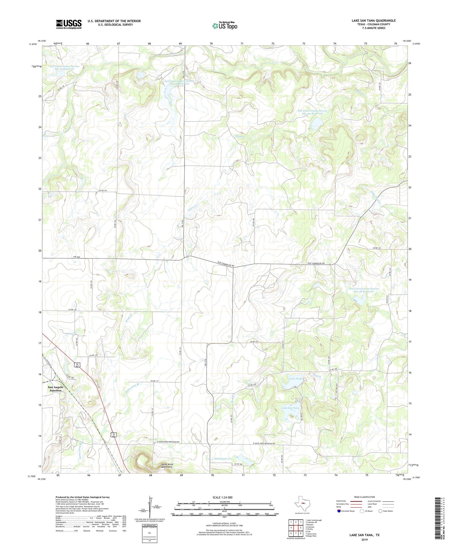 Lake San Tana Texas US Topo Map Image