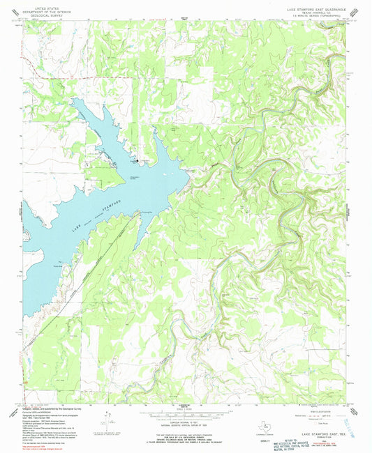 Classic USGS Lake Stamford East Texas 7.5'x7.5' Topo Map Image
