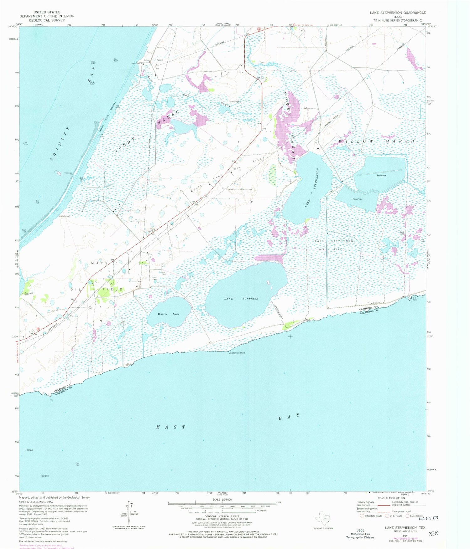 Classic USGS Lake Stephenson Texas 7.5'x7.5' Topo Map Image