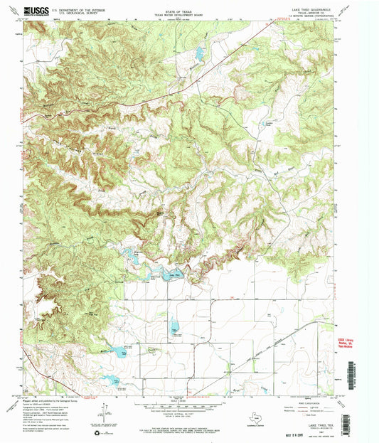 Classic USGS Lake Theo Texas 7.5'x7.5' Topo Map Image