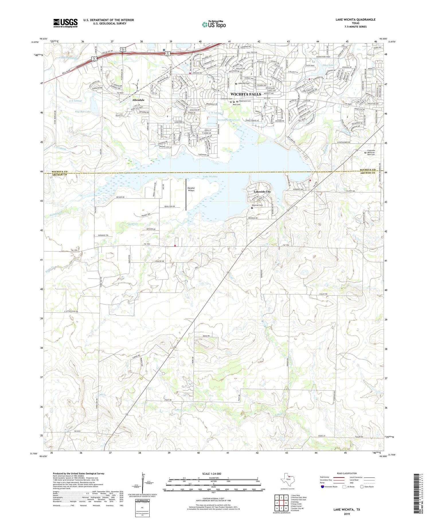 Lake Wichita Texas US Topo Map Image
