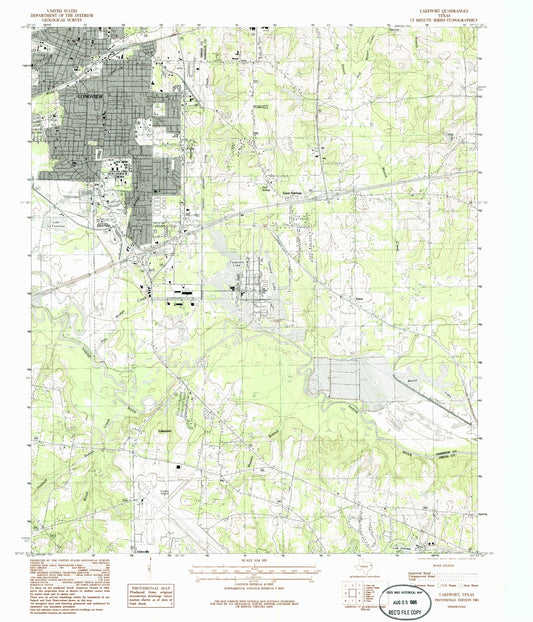 Classic USGS Lakeport Texas 7.5'x7.5' Topo Map Image