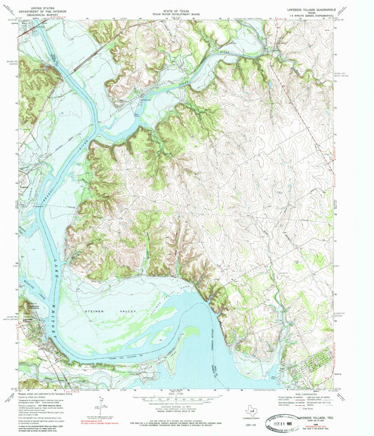Classic USGS Lakeside Village Texas 7.5'x7.5' Topo Map Image