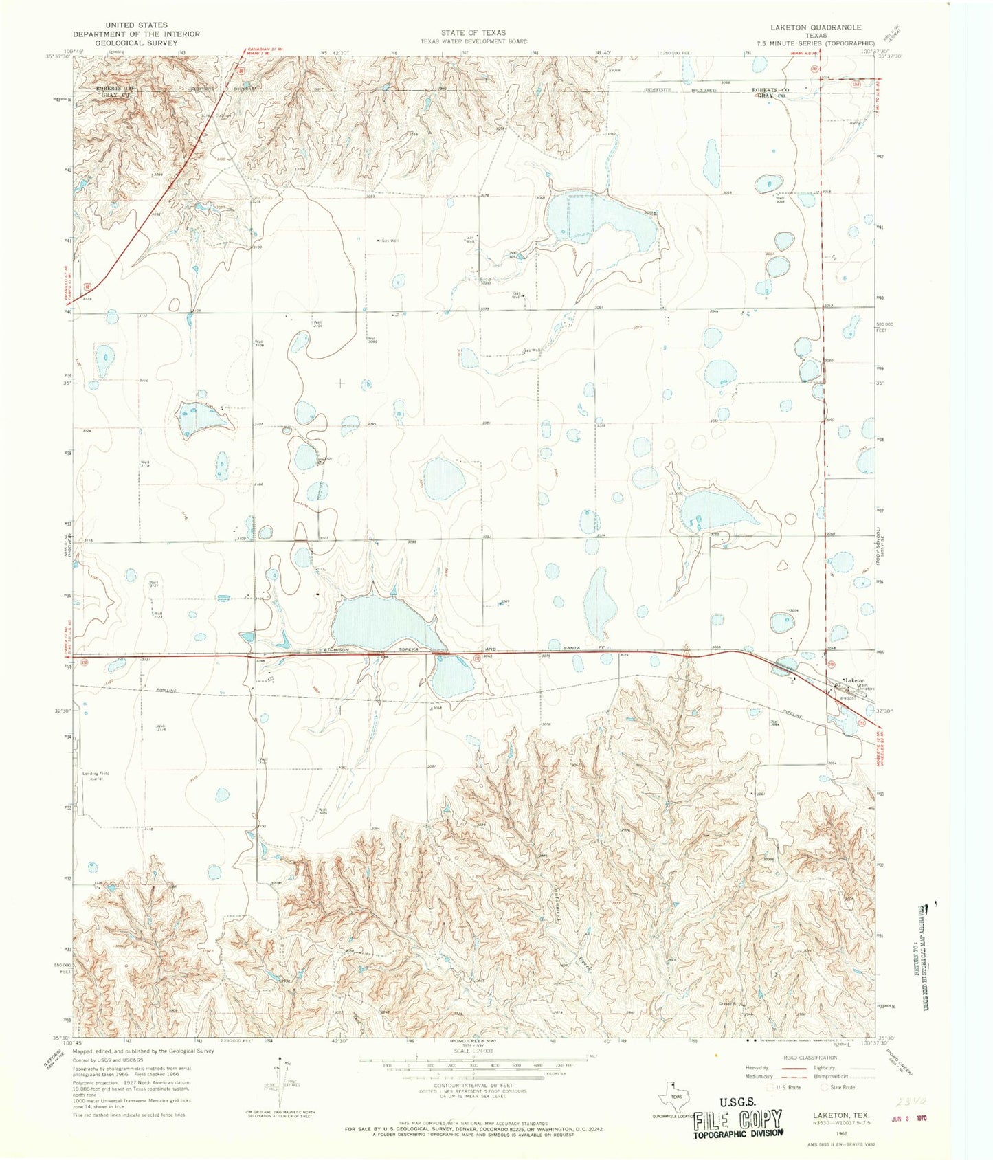 Classic USGS Laketon Texas 7.5'x7.5' Topo Map Image